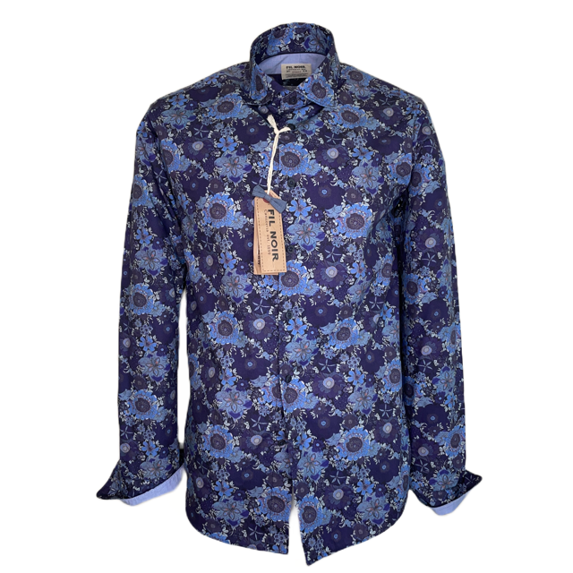 Fil Noir Dark Blue Floral Long Sleeve Shirt (51 736 68)