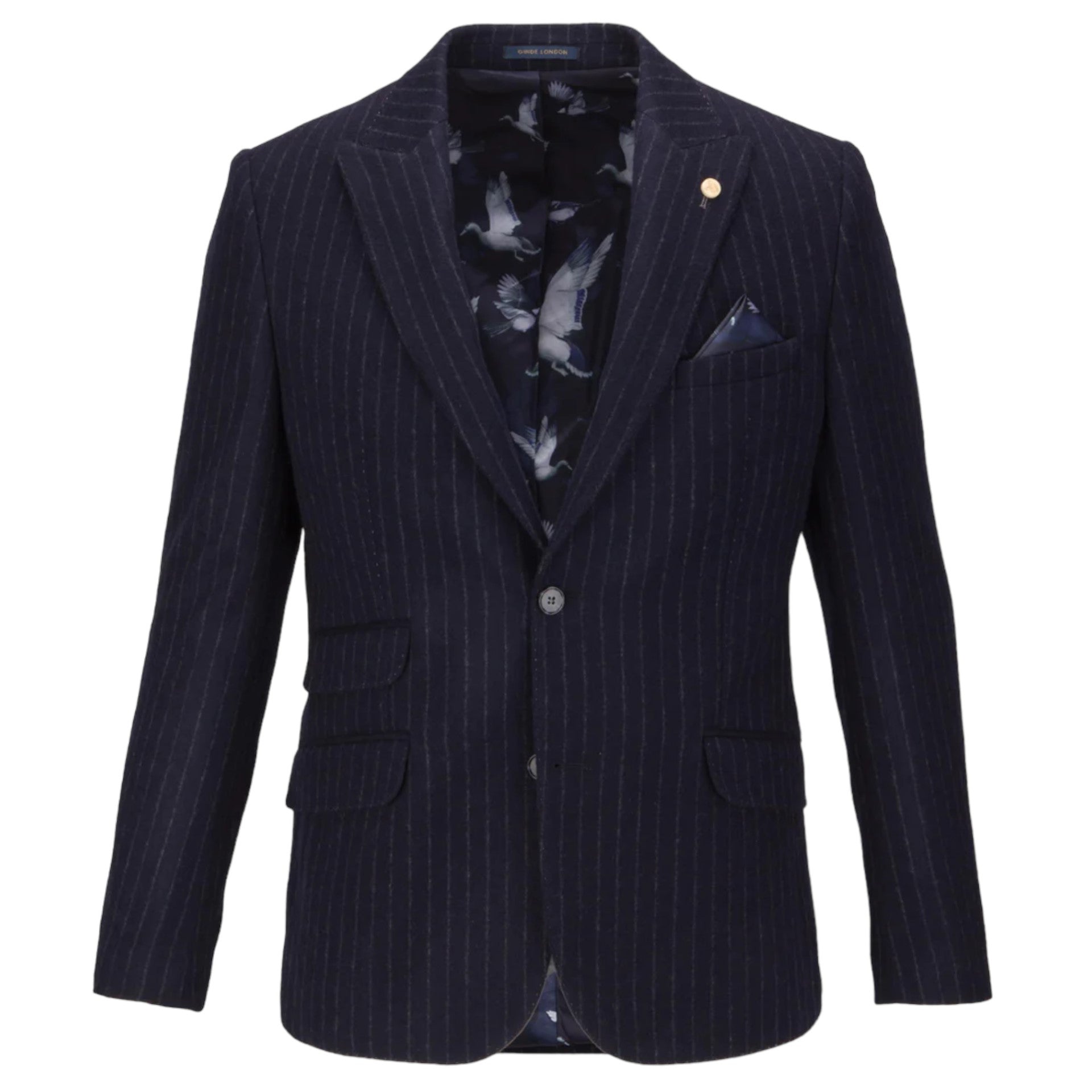 Guide London JK3502 Navy Chalk Stripe Brushed Tweed Blazer