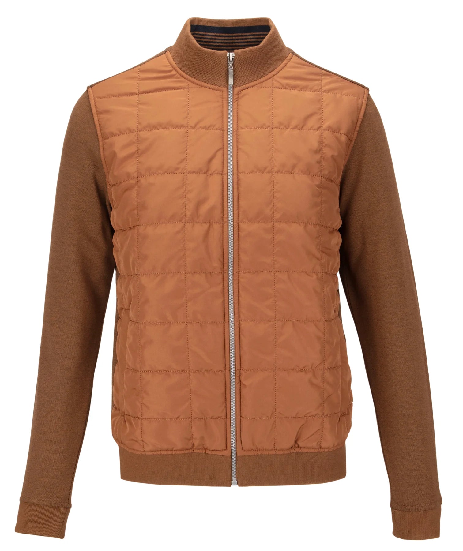 Guide London SW1036 Camel Quilted Front Hybrid Sweater