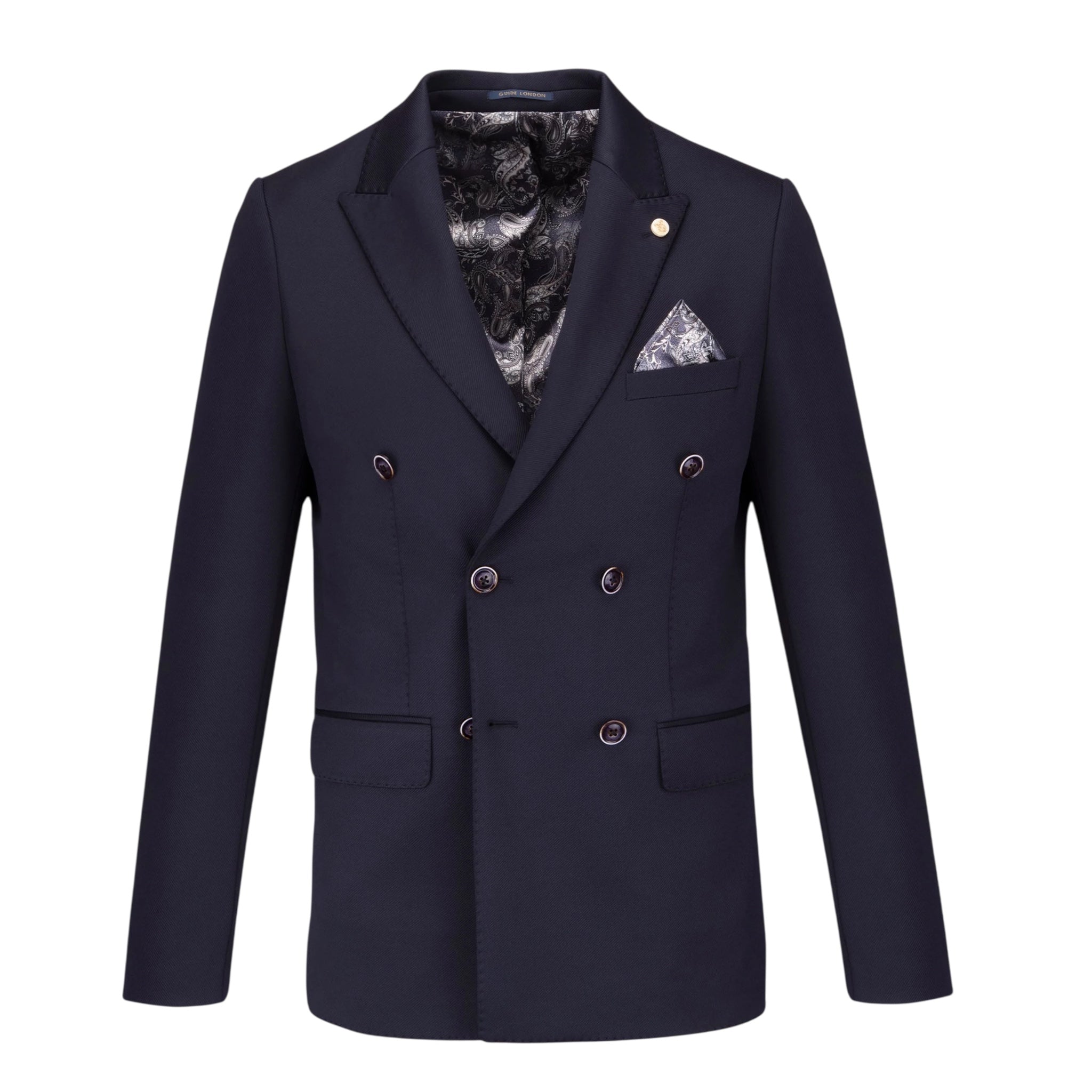 Guide London JK3611 Navy Double Breasted Blazer - PendulumMensWear
