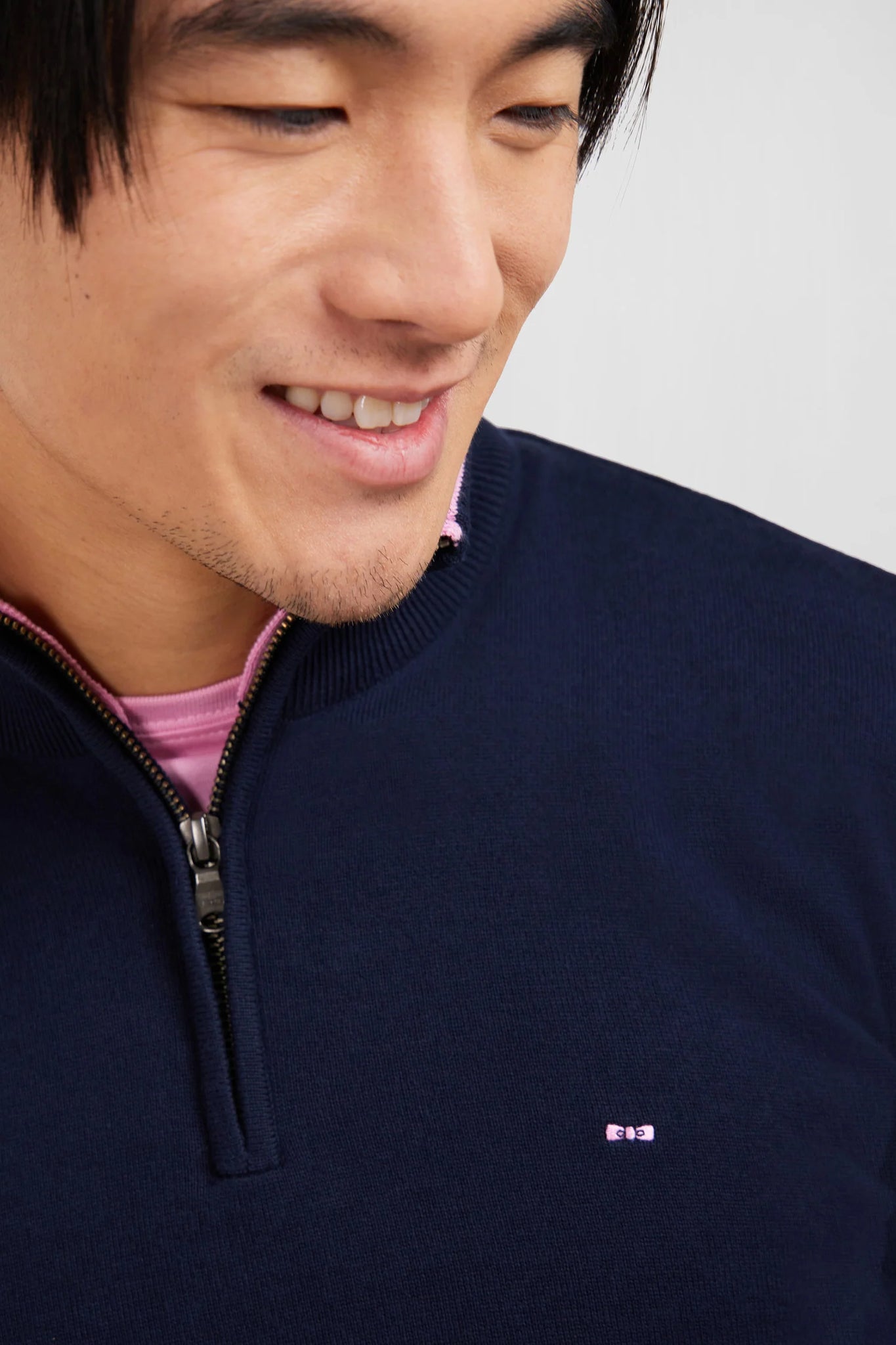 Eden Park Navy blue cotton jersey jumper with trucker neck - PendulumMensWear