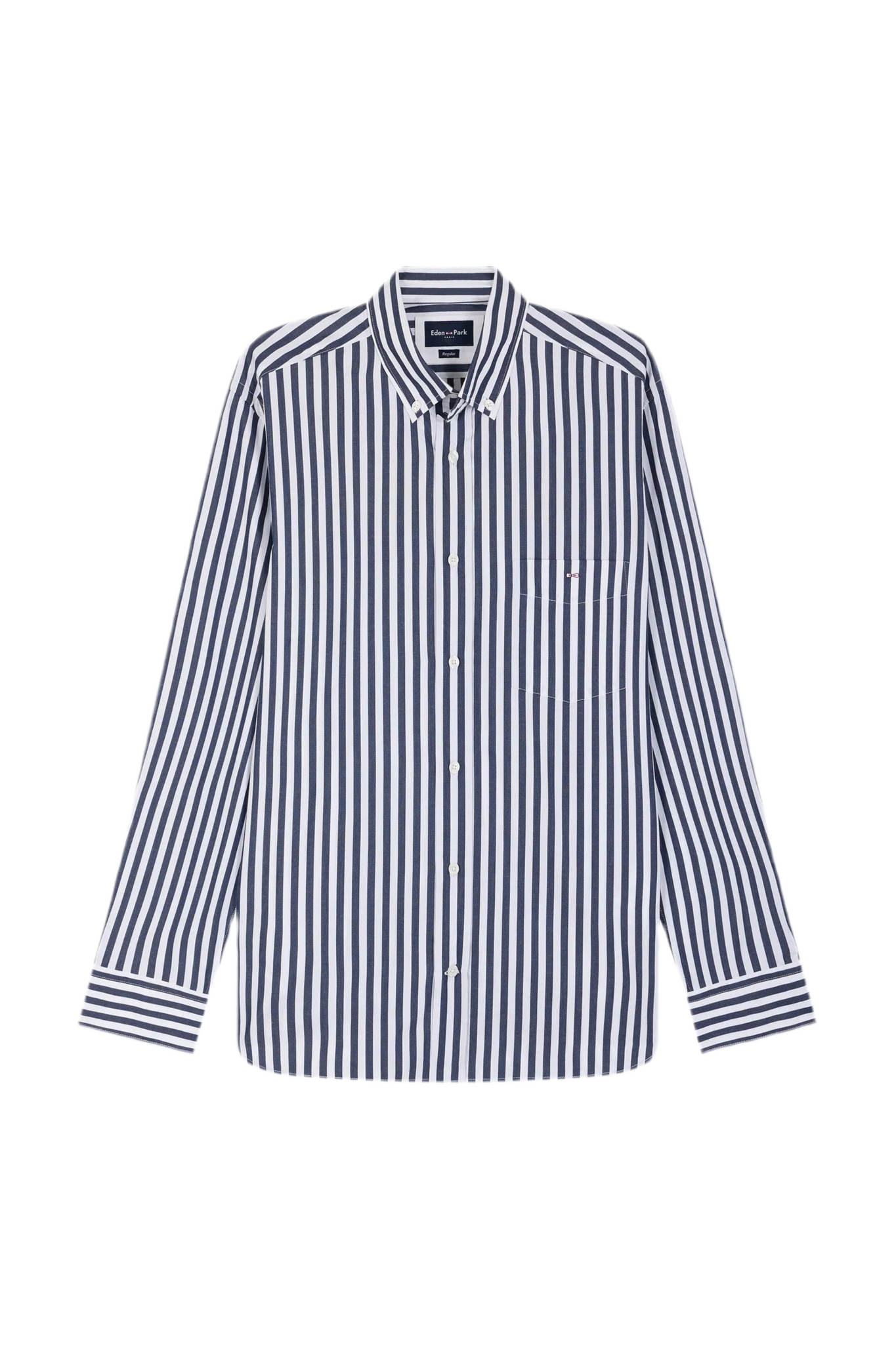 Eden Park Straight-fit striped navy cotton shirt - PendulumMensWear