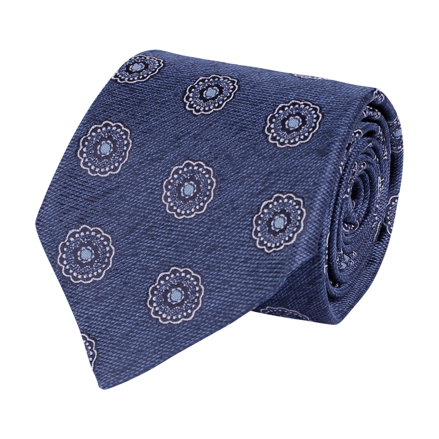 Amanda Christensen Navy Classic Silk Jacquard Tie Medallion Design (600274/409) - PendulumMensWear