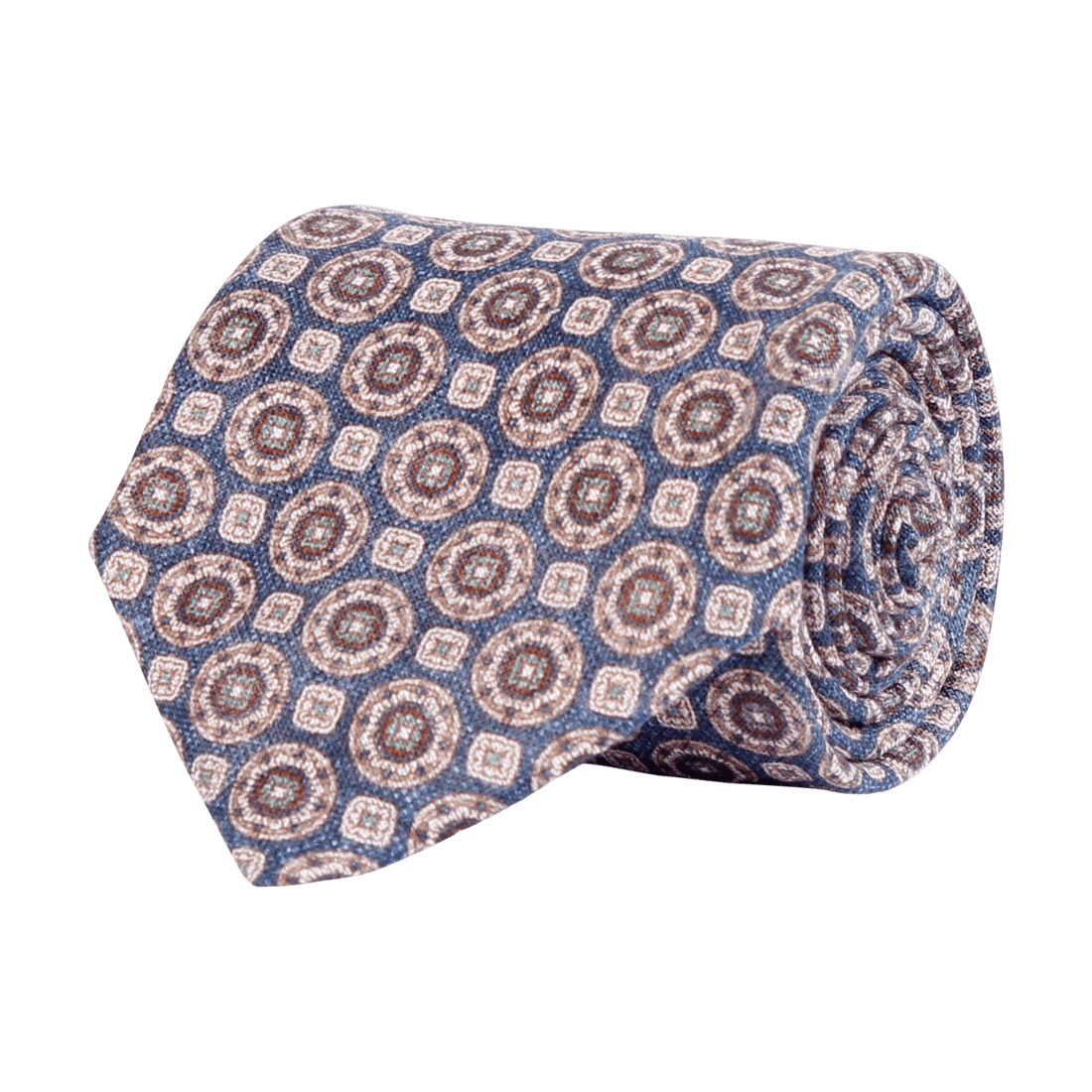 Amanda Christensen Navy Linen Medallion Design Tie (600415/409) - PendulumMensWear