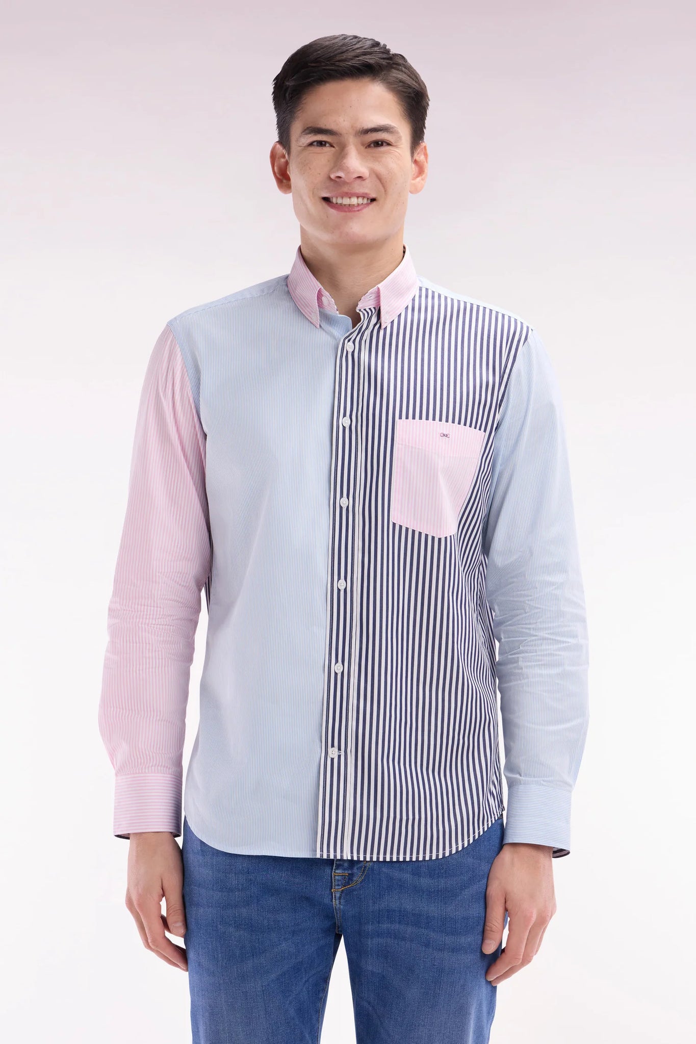 Eden Park Straight-fit tricolor striped cotton shirt - PendulumMensWear