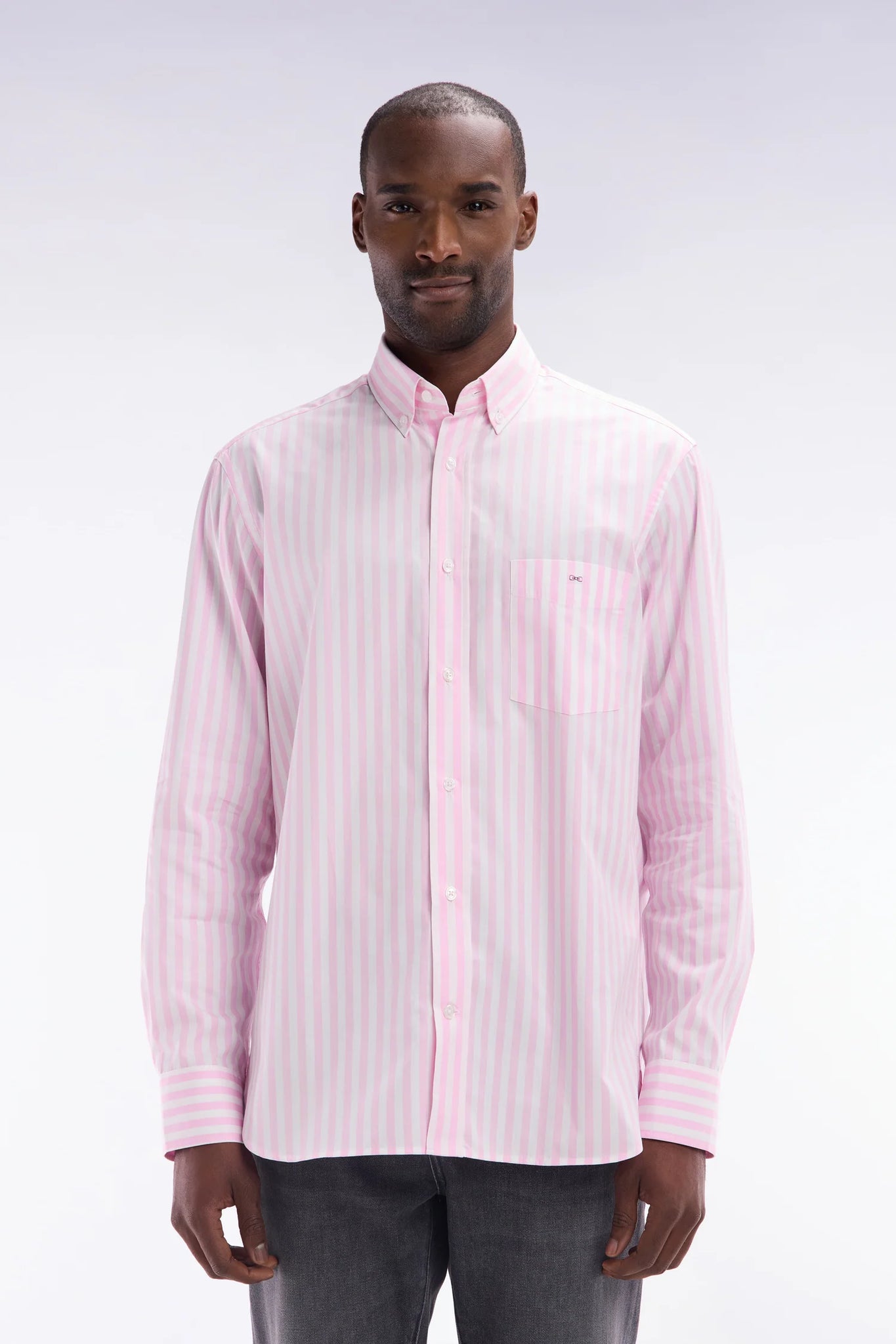 Eden Park Straight-fit striped pink cotton shirt - PendulumMensWear