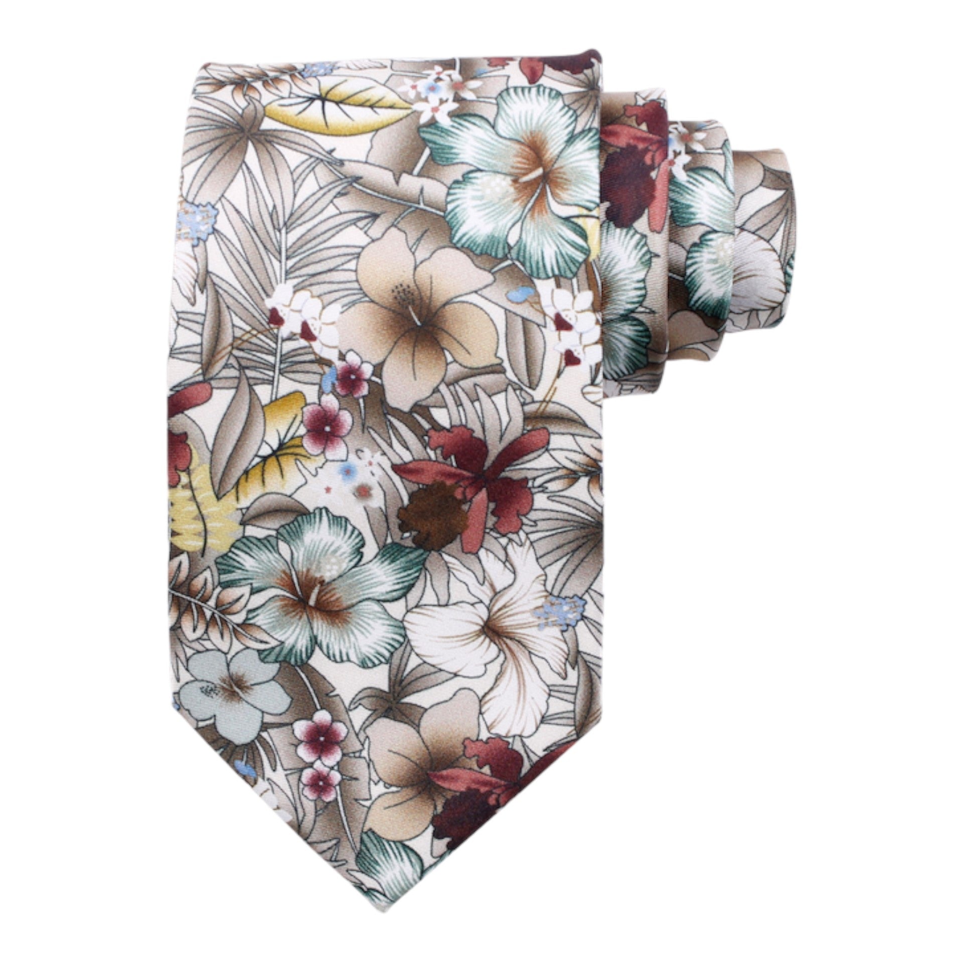 Amanda Christensen Beige Floral Silk Tie (600210)