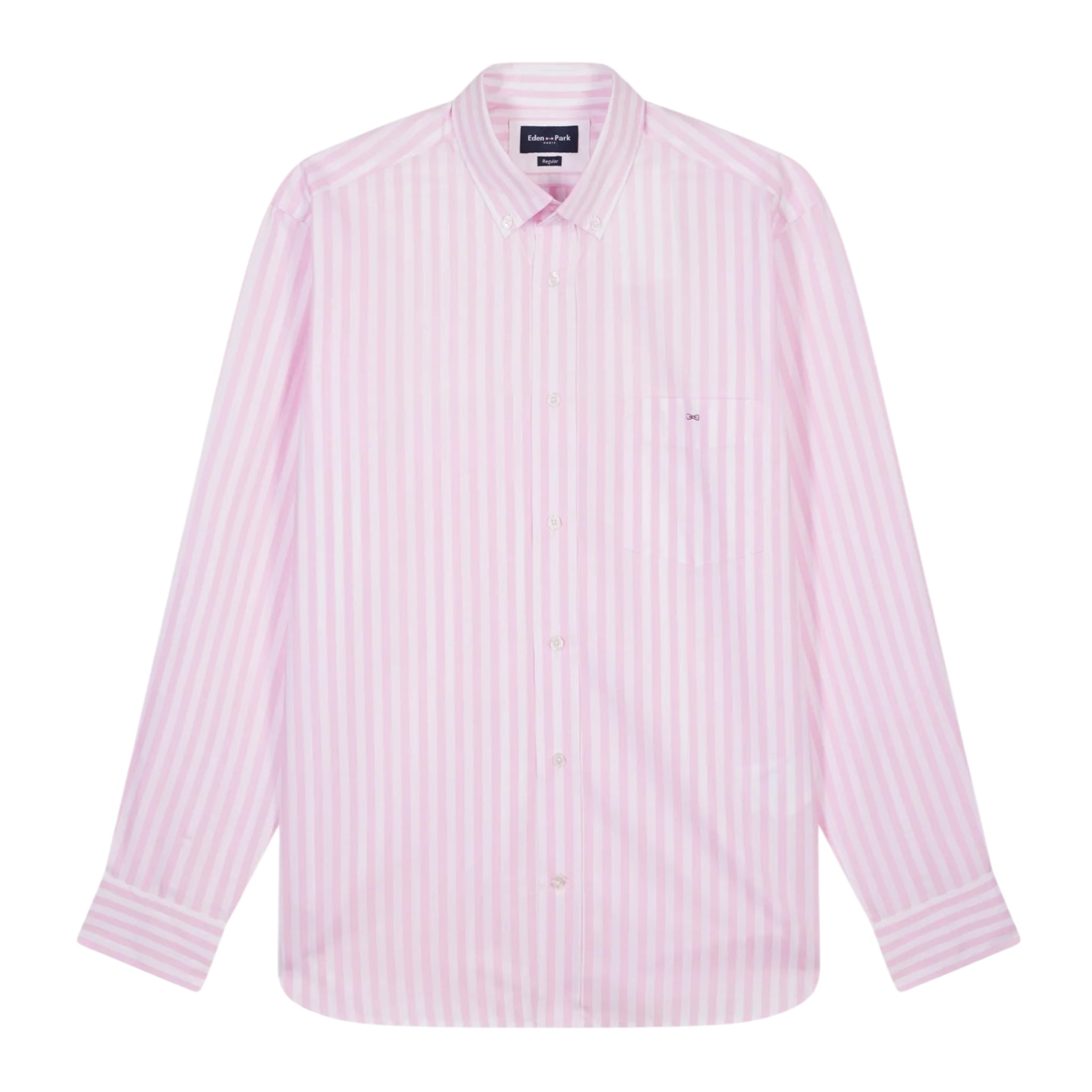 Eden Park Straight-fit striped pink cotton shirt - PendulumMensWear