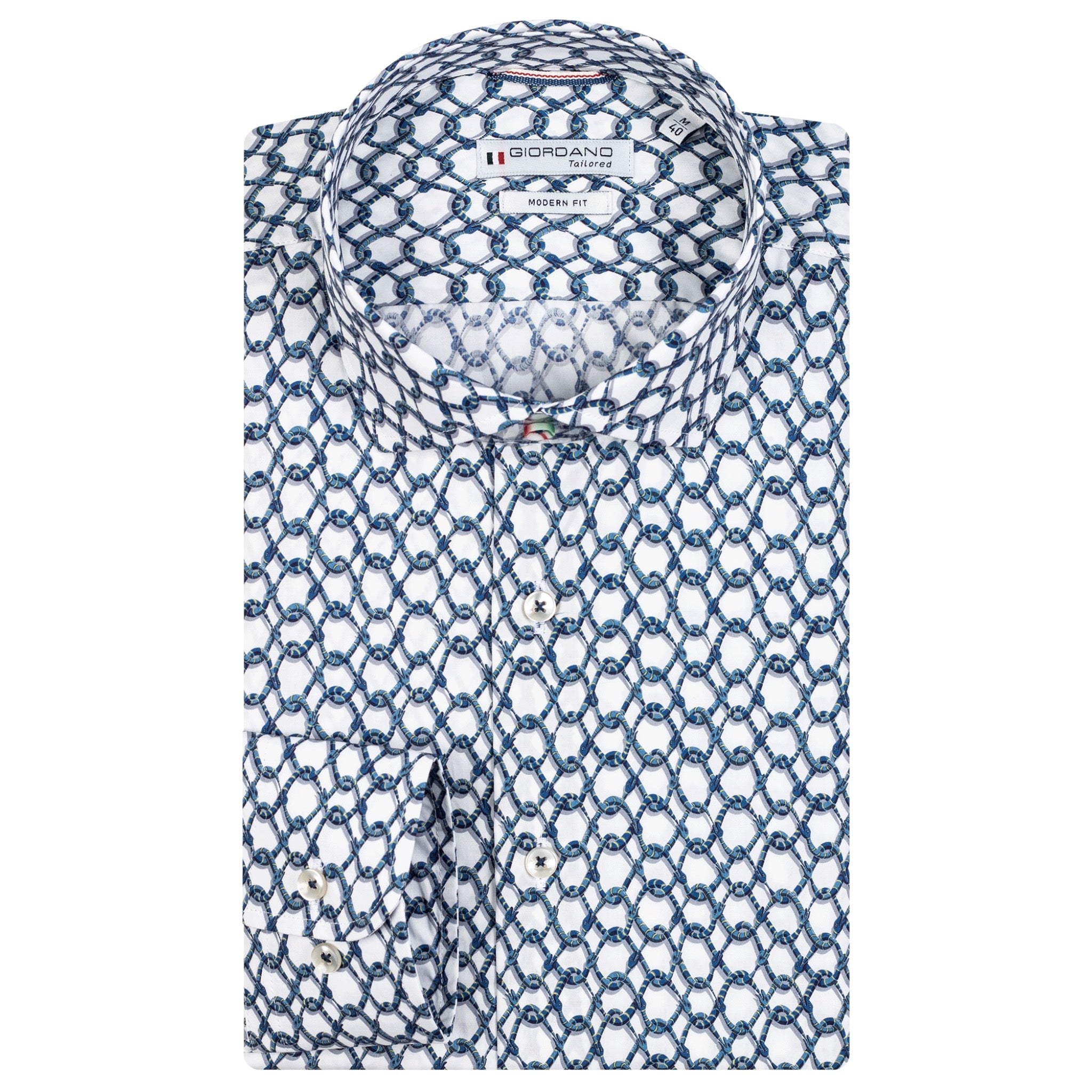 Giordano 317830- 10 white chain link pattern shirt - PendulumMensWear