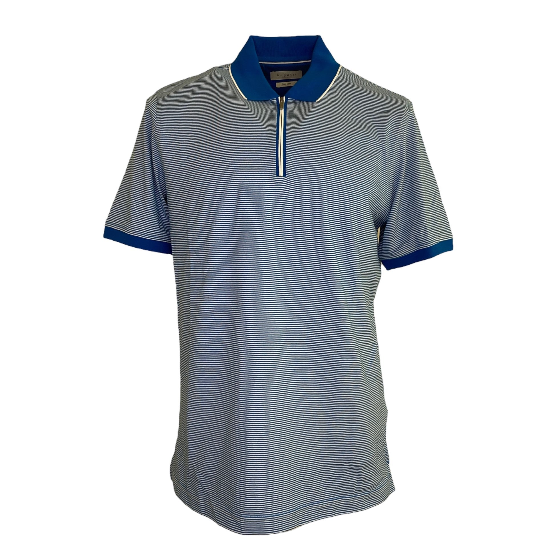 Bugatti Light Blue Stripe Polo Shirt (15101/360) - PendulumMensWear
