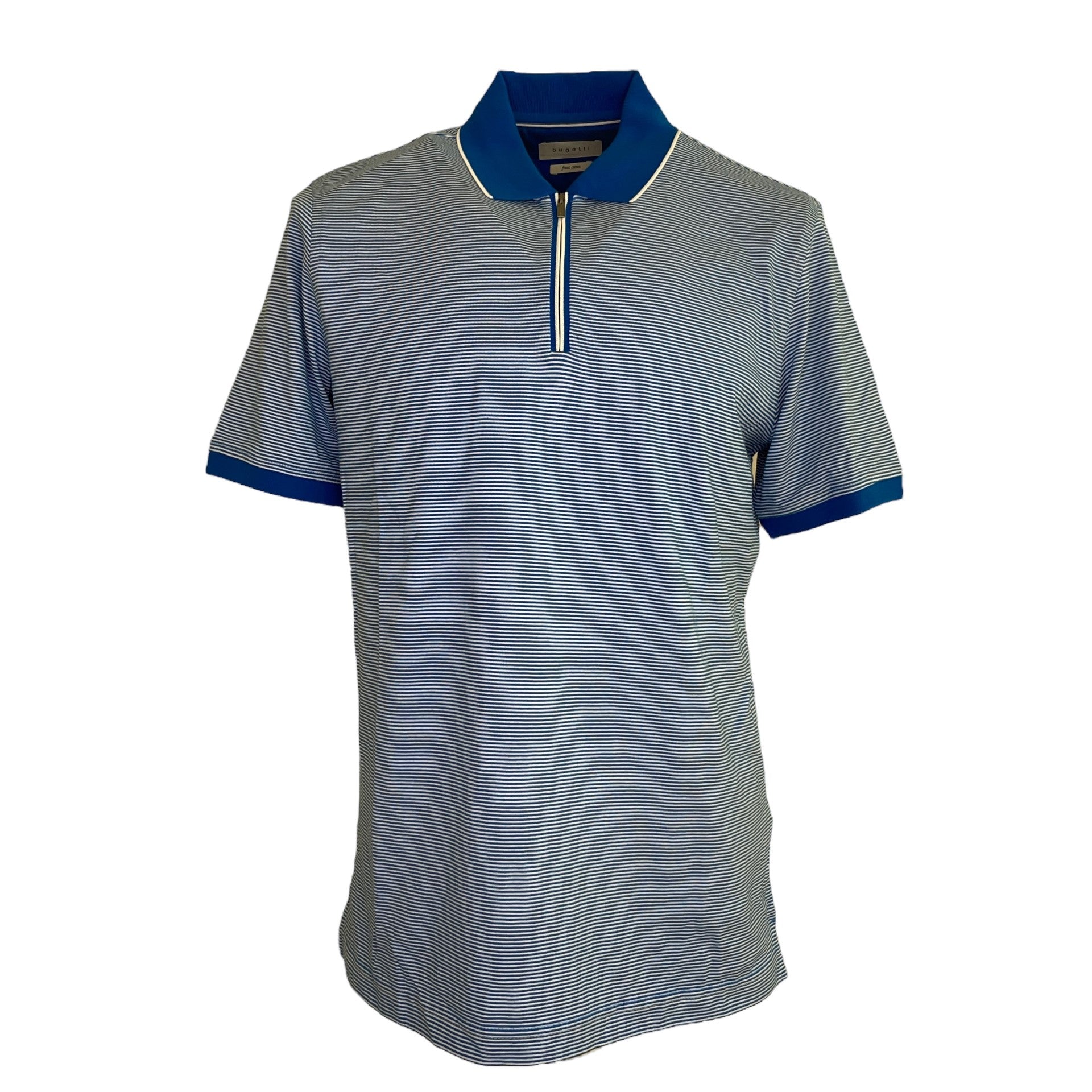 Bugatti Light Blue Stripe Polo Shirt (15101/360)