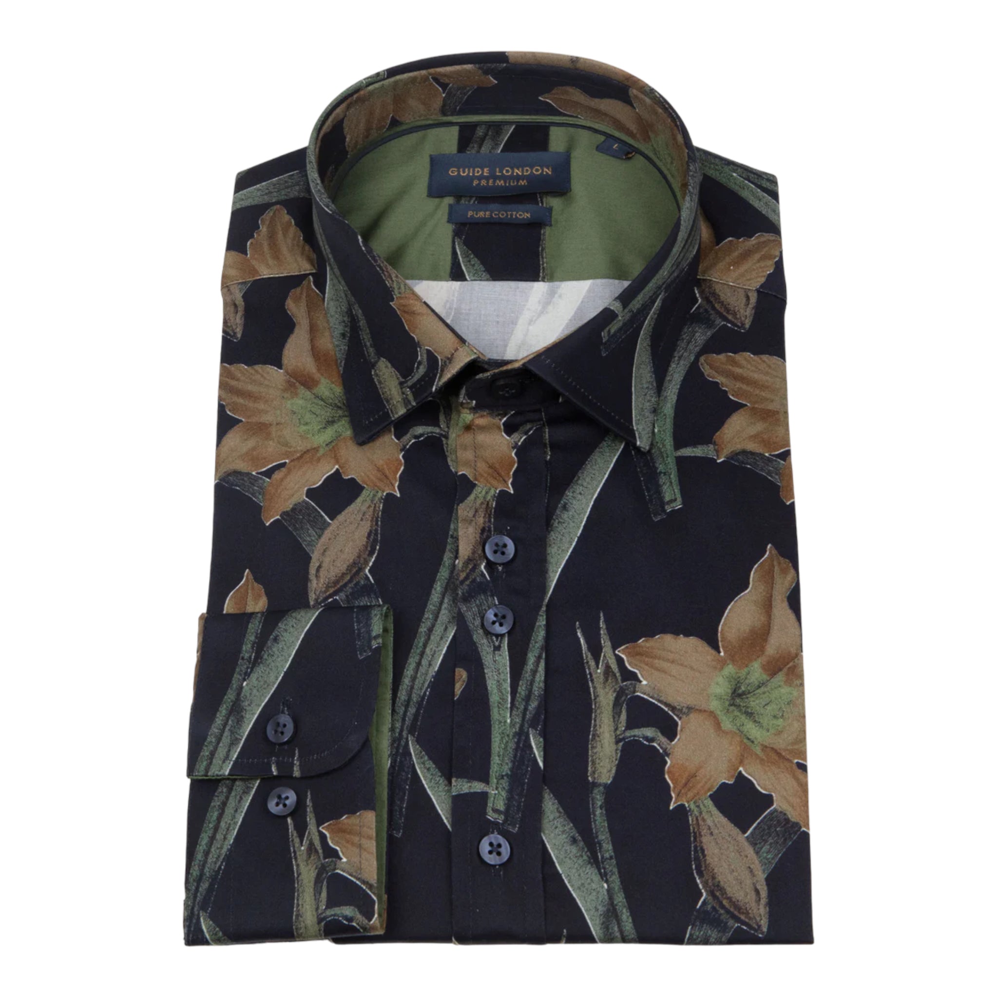 Guide London Floral Cotton Long Sleeve Shirt (LS76698)