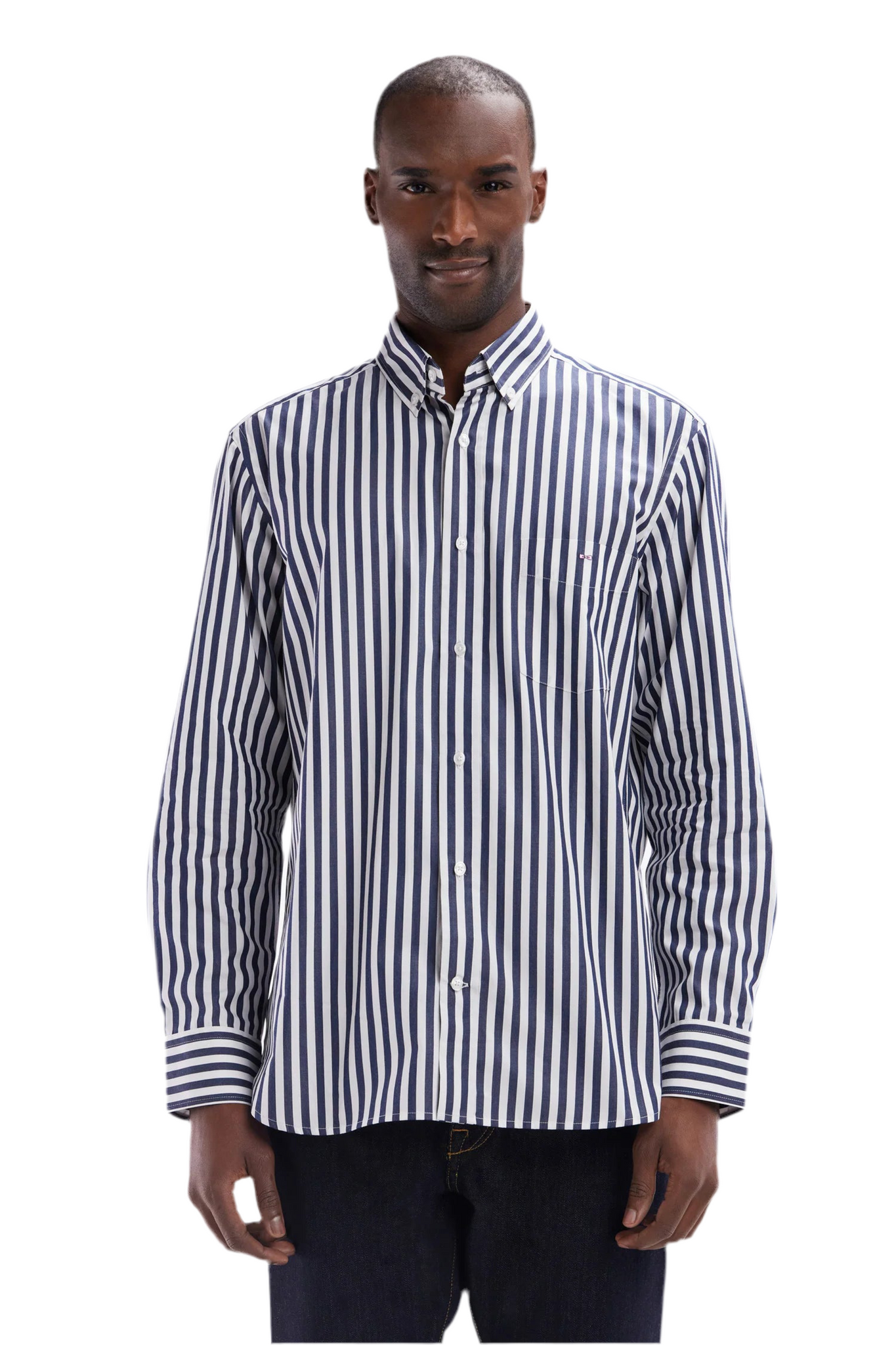 Eden Park Straight-fit striped navy cotton shirt - PendulumMensWear