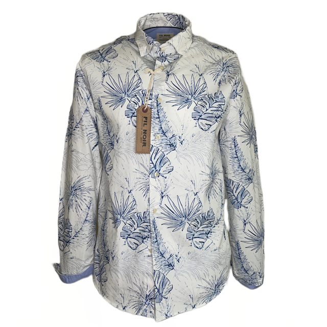 Fil Noir Leaf Print Long Sleeve Shirt (51 830 62) - PendulumMensWear