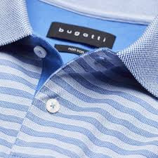 Bugatti 8150 55092A/340 Non iron Blue Striped Polo - PendulumMensWear