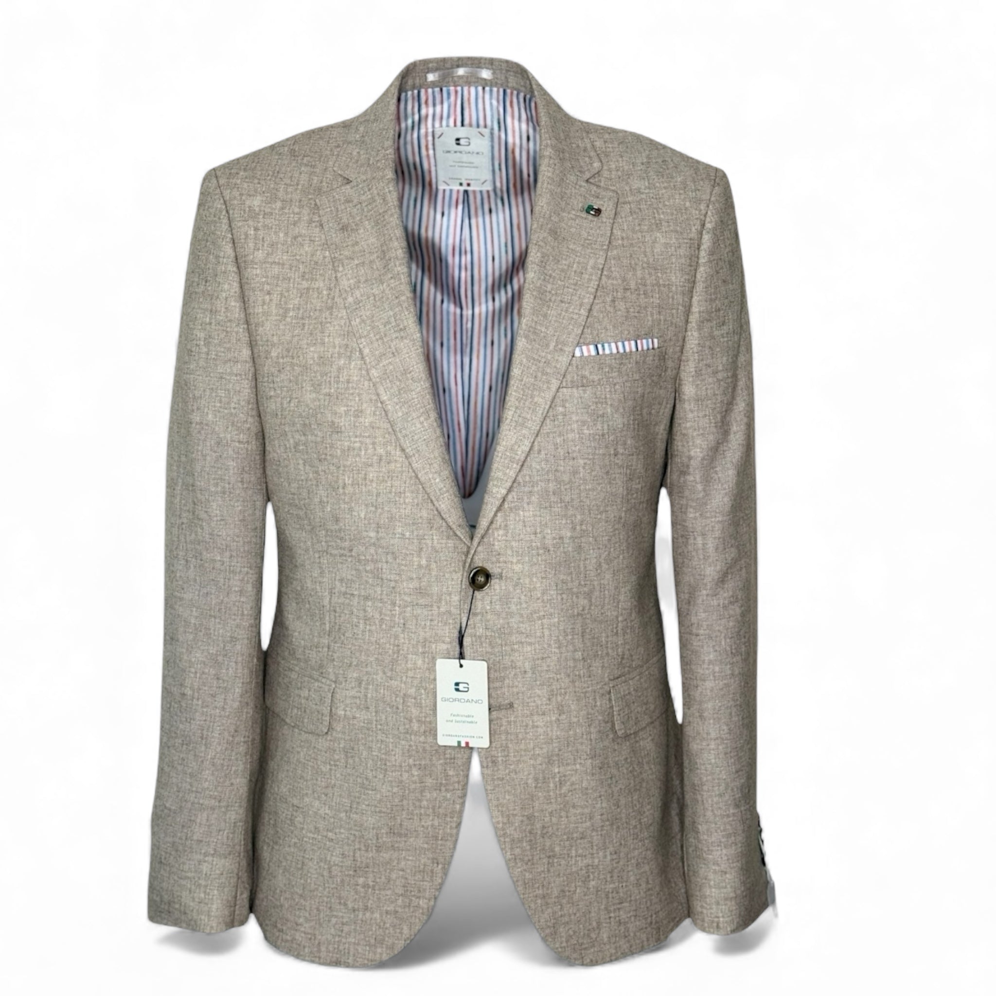 Giordano 312608 col 81 Oatmeal Coloured Wool Mix Blazer - PendulumMensWear
