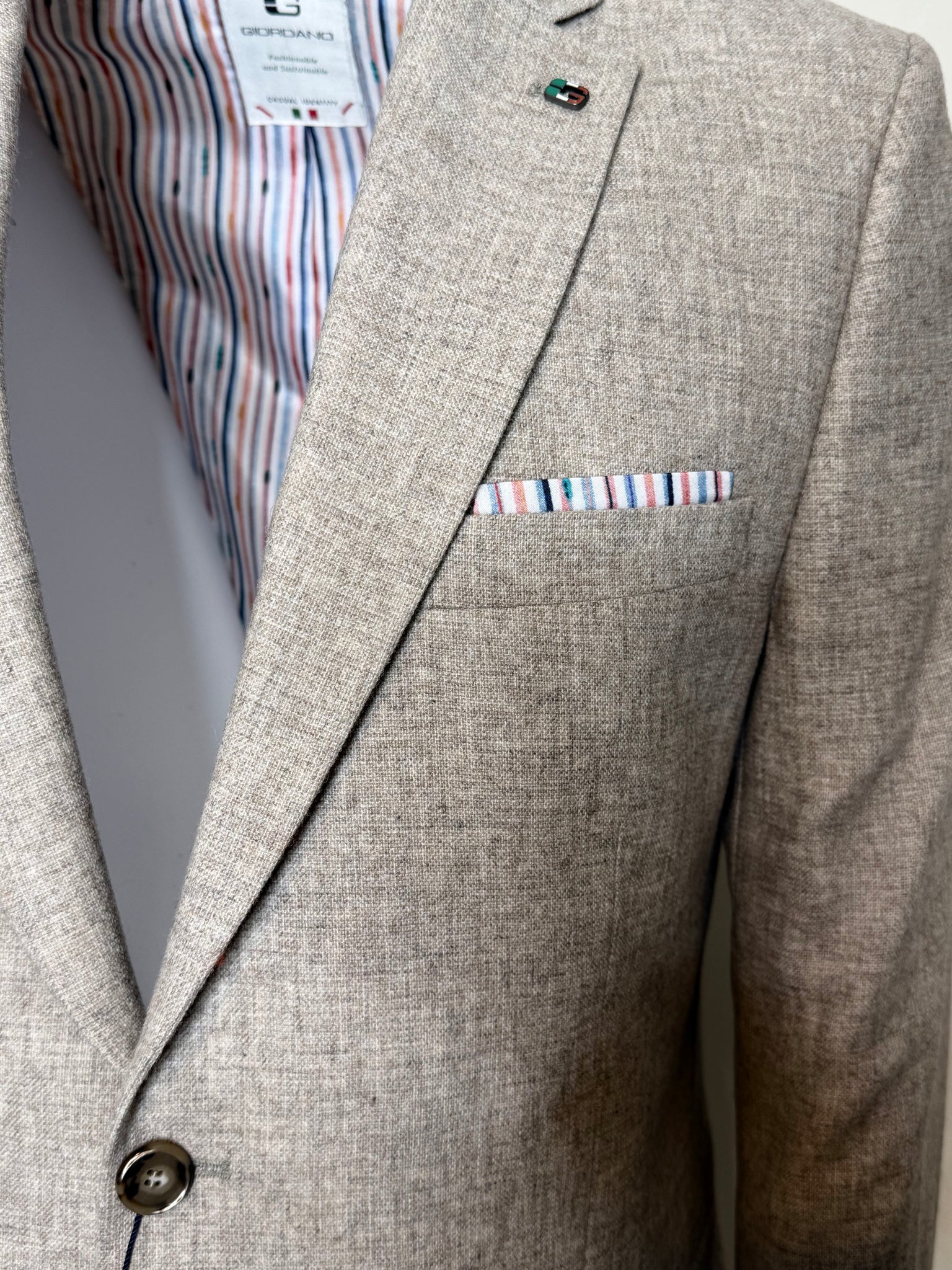 Giordano 312608 col 81 Oatmeal Coloured Wool Mix Blazer - PendulumMensWear