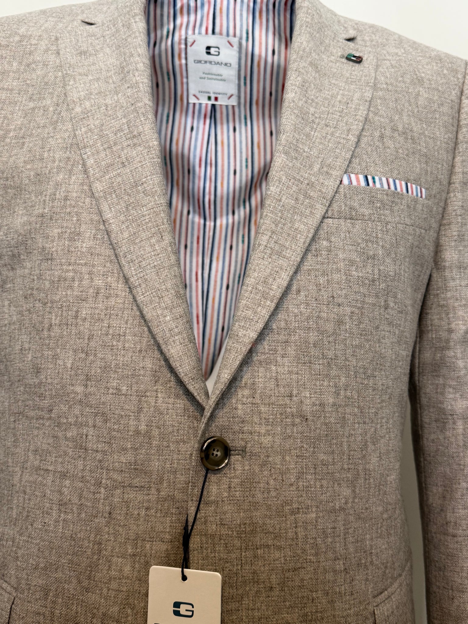 Giordano 312608 col 81 Oatmeal Coloured Wool Mix Blazer - PendulumMensWear