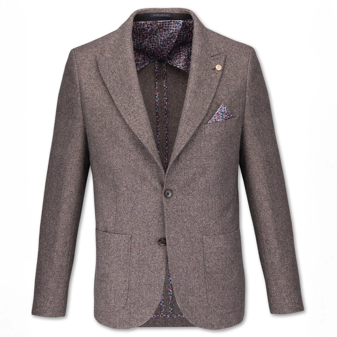 Guide London JK3594 Multi Wool Blend Herringbone Blazer - PendulumMensWear