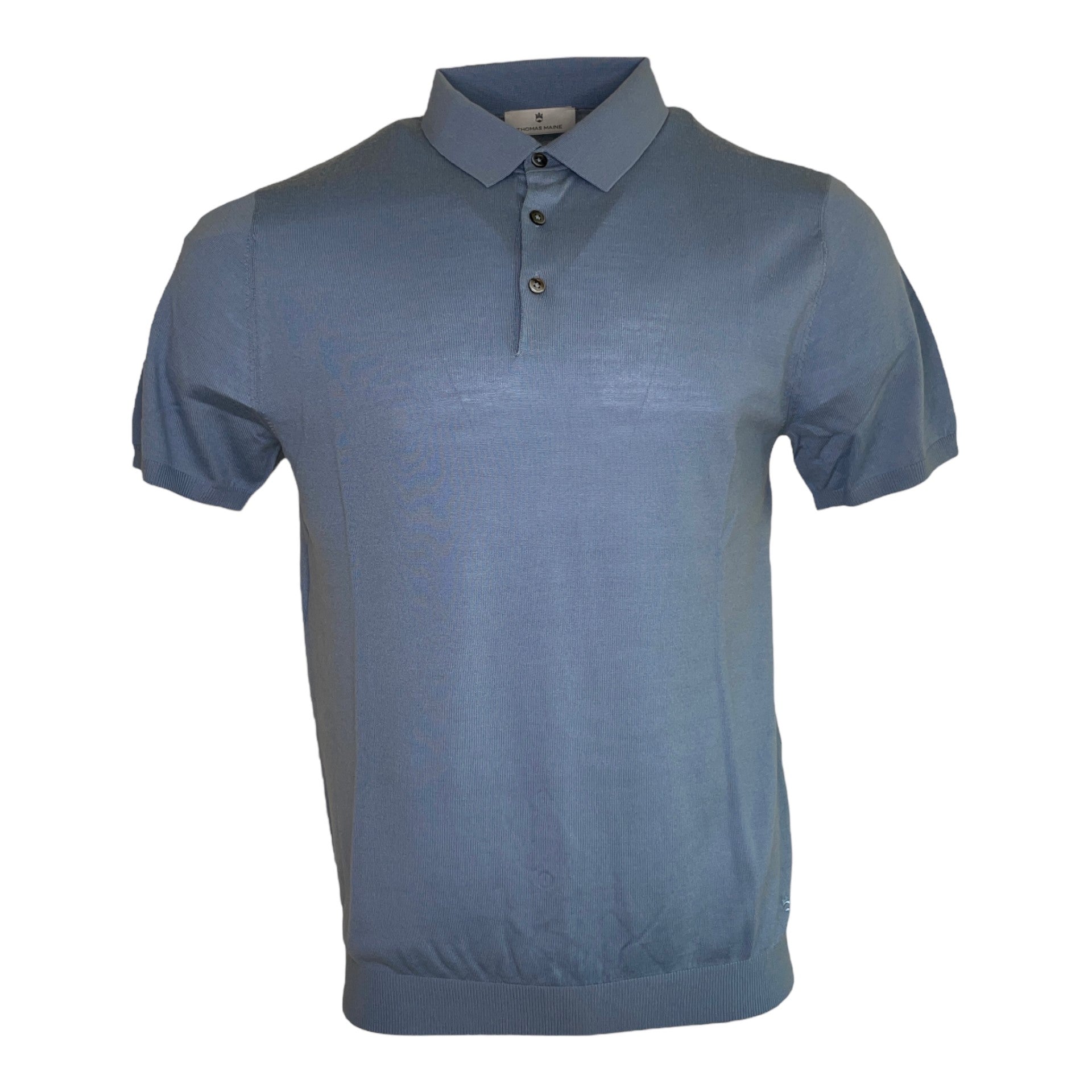Thomas Maine Superfine Merino Polo Shirt Airforce Blue (21835TM100/66) - PendulumMensWear