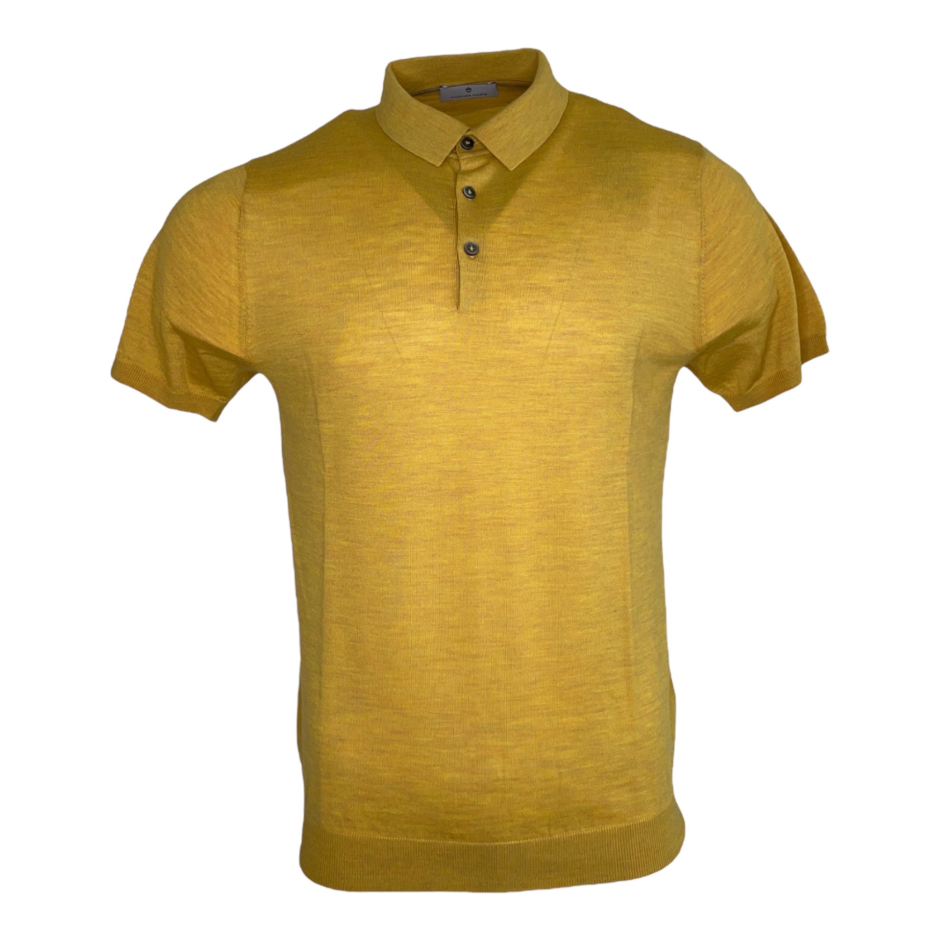 Thomas Maine Superfine Merino Polo Shirt Mustard (21835TM10022) - PendulumMensWear