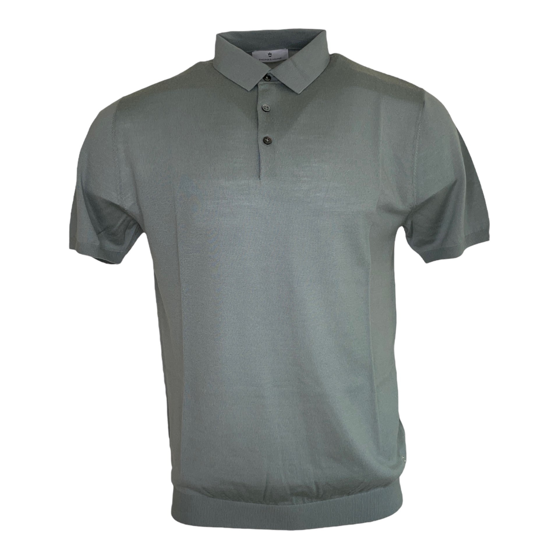Thomas Maine Superfine Merino Polo Shirt Sage Green (21835TM100/73) - PendulumMensWear