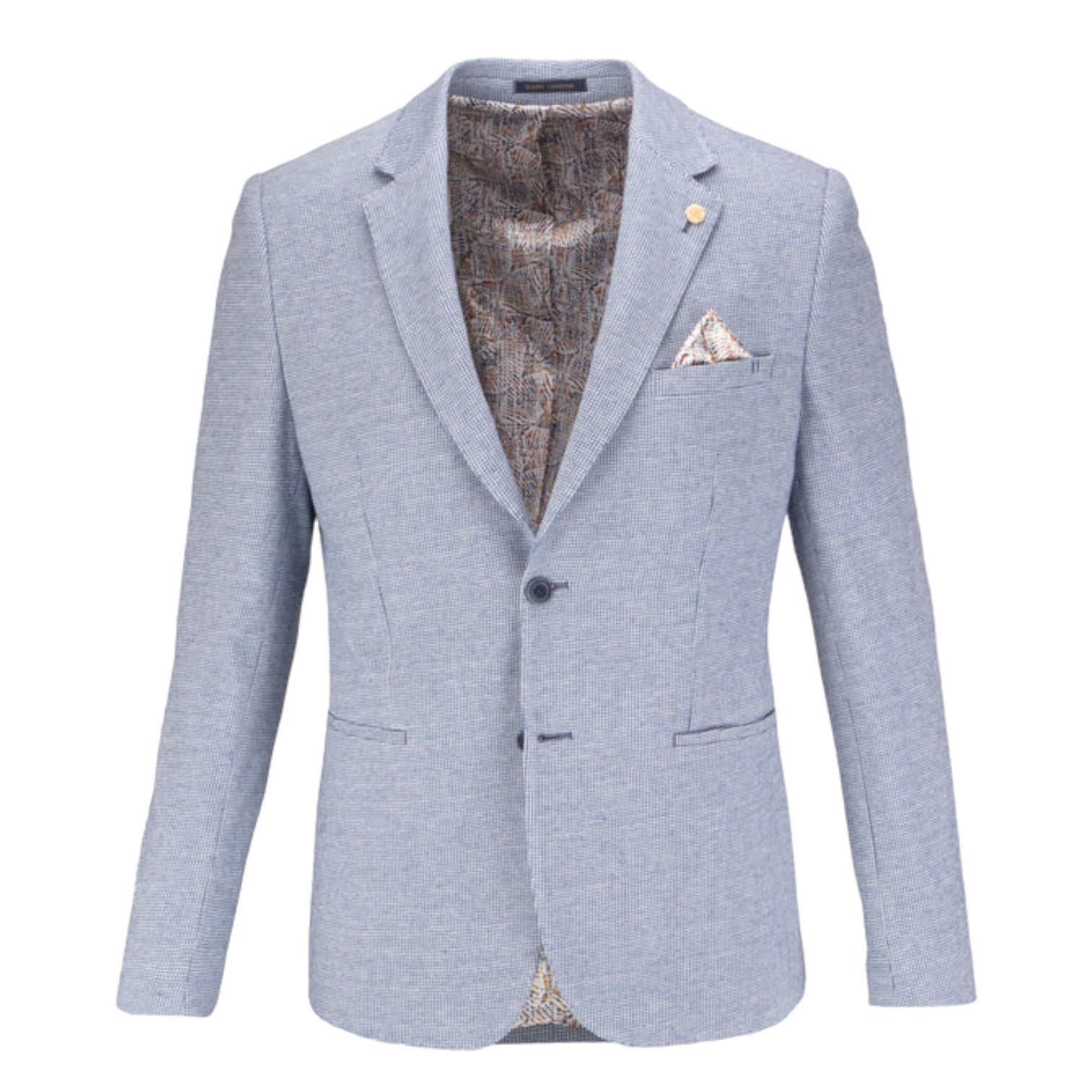 Guide London Cotton & Linen Blend Jersey Blazer (JK3534 Blue)