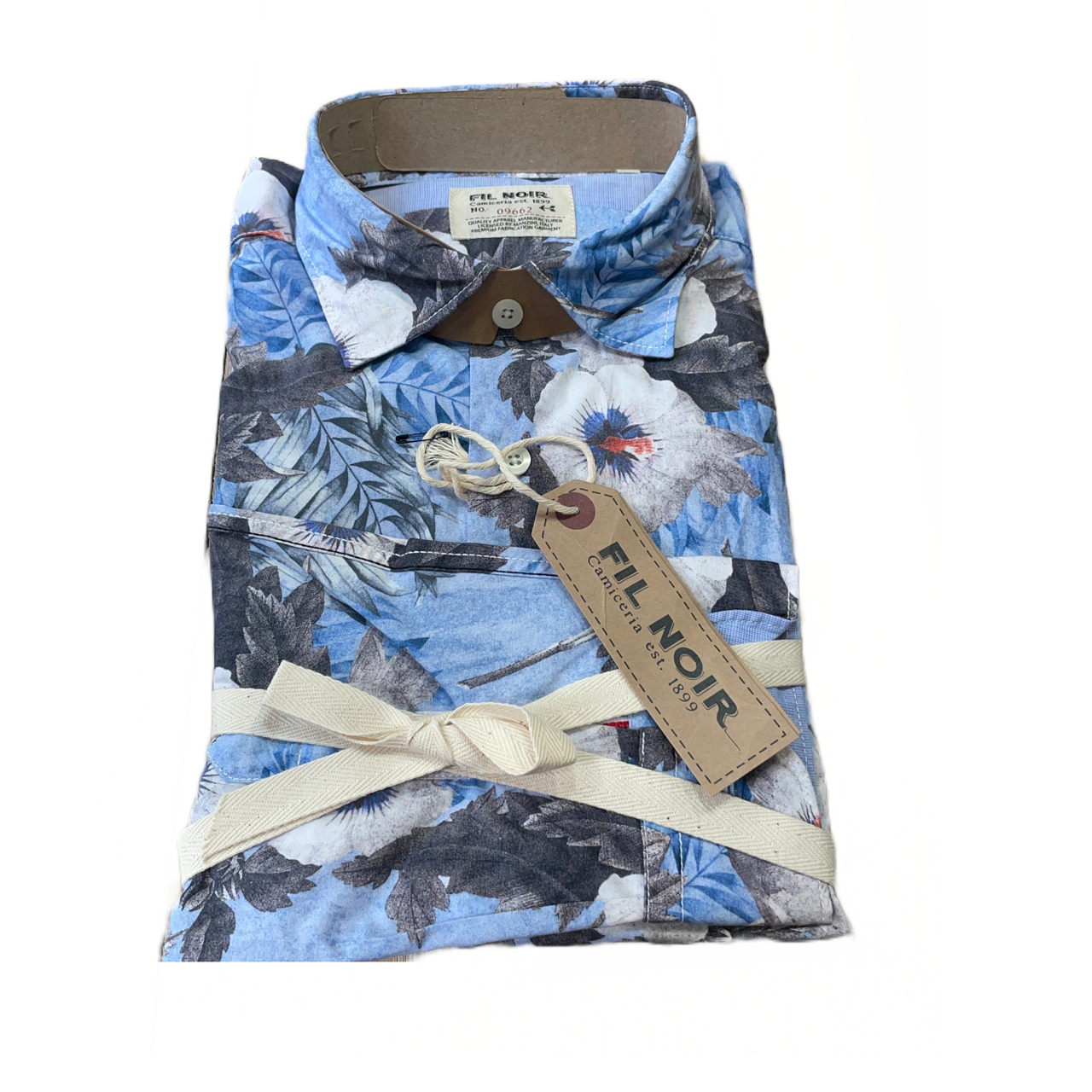 Fil Noir Blue Leaf & Flower Print Long Sleeve Shirt