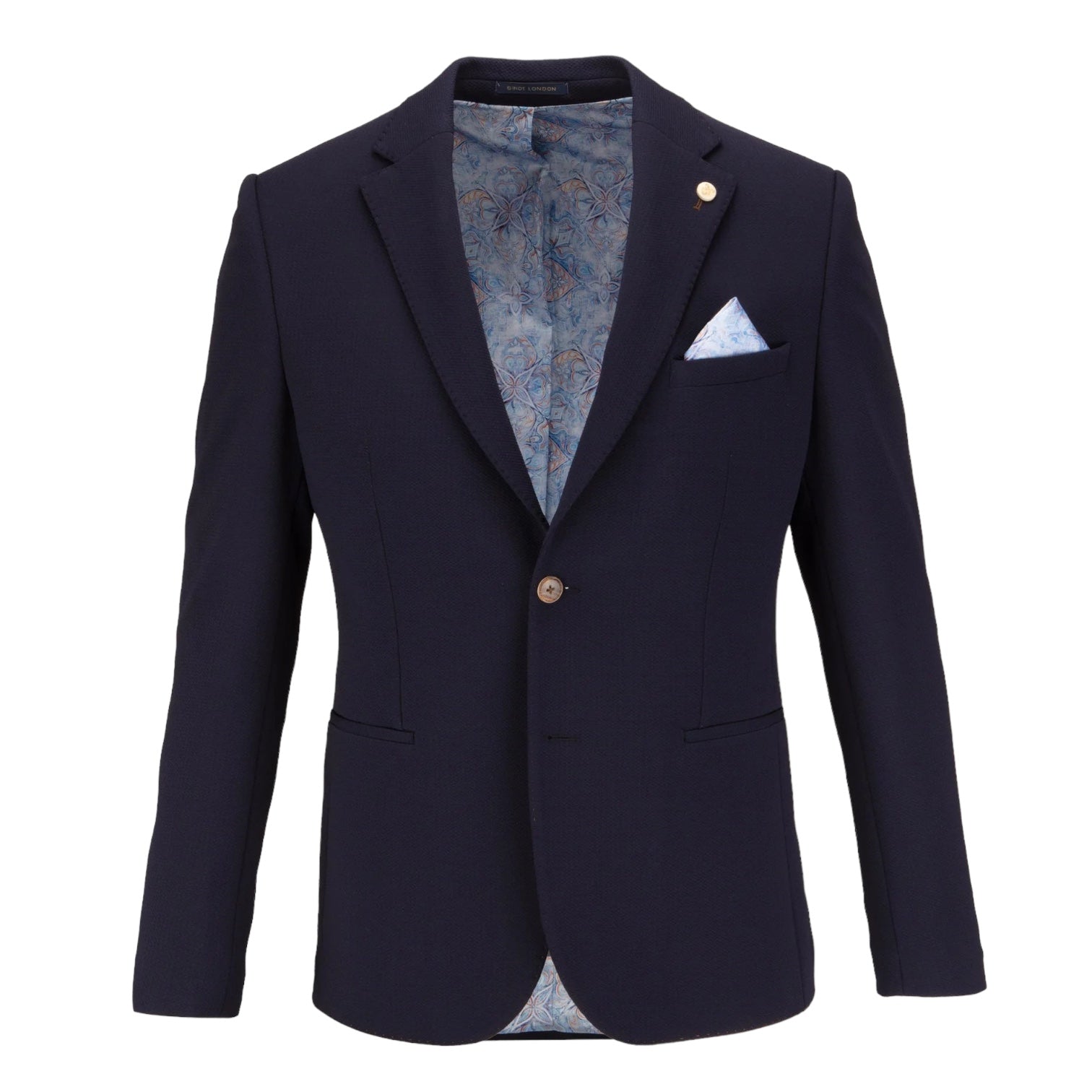 Guide London Textured Jersey Blazer With Smoked Wood Effect Buttons (JK 3520)