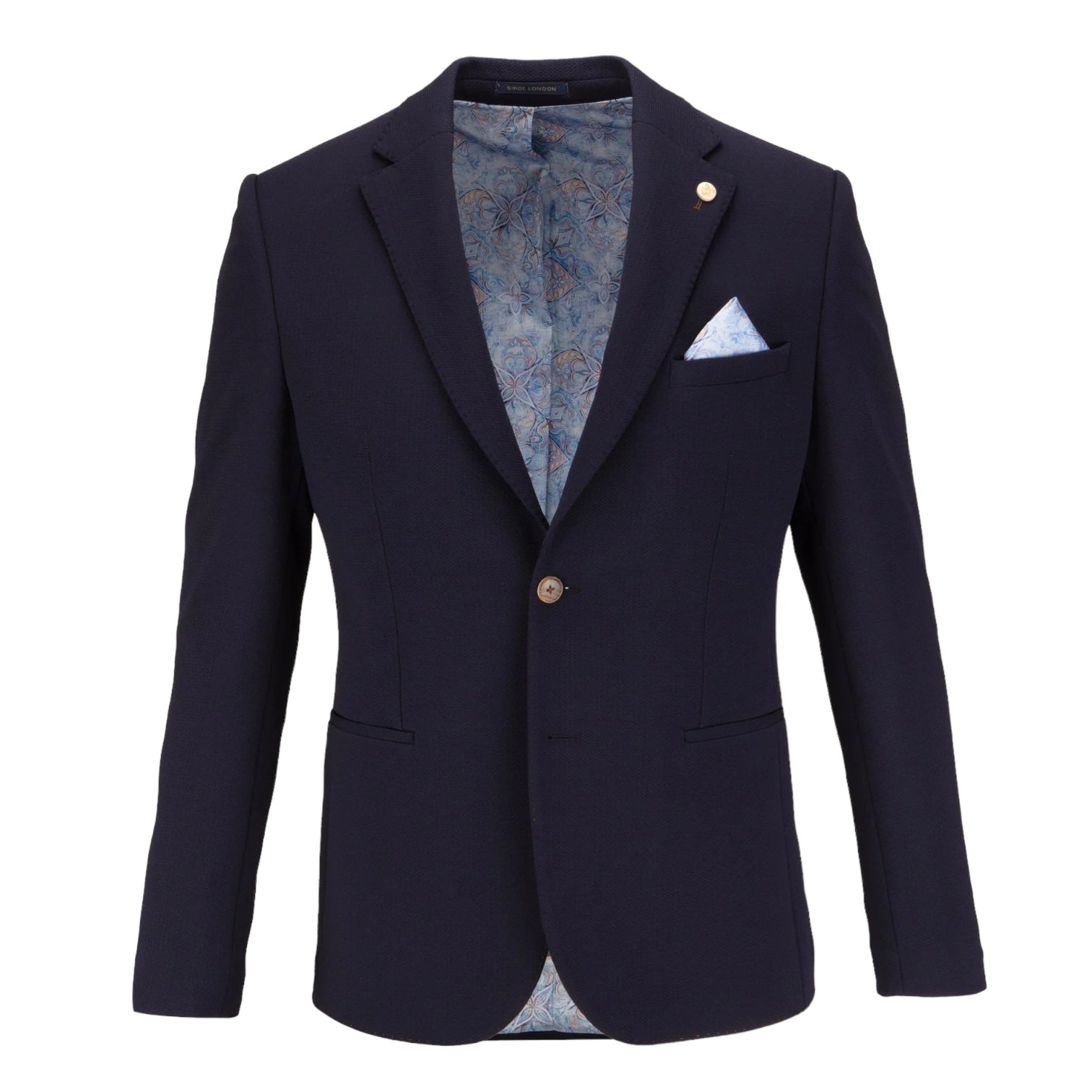 Guide London Textured Jersey Blazer With Smoked Wood Effect Buttons (JK 3520) - PendulumMensWear