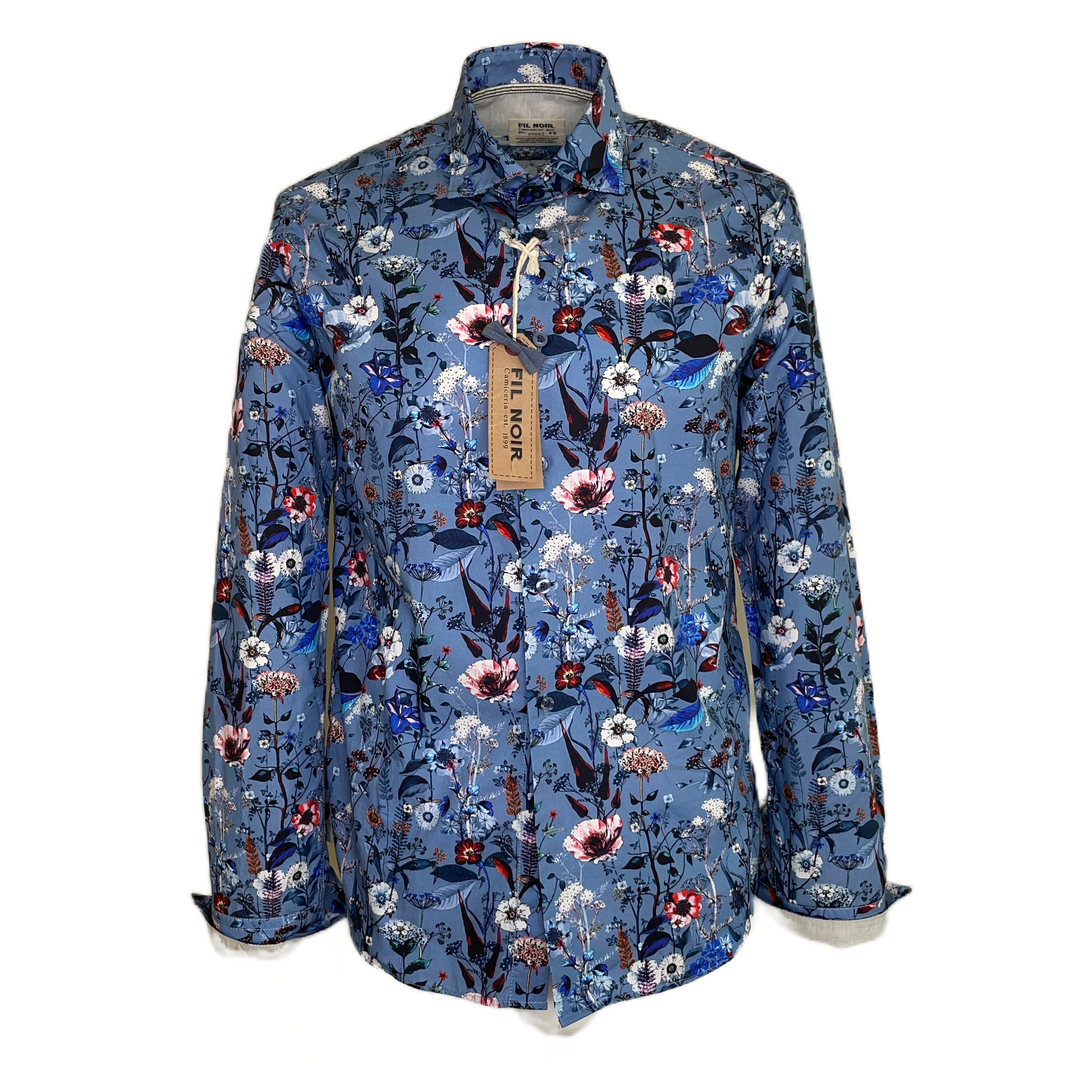 Fil Noir Blue Flowers & Bird Print Long Sleeve Shirt (51 746 67)