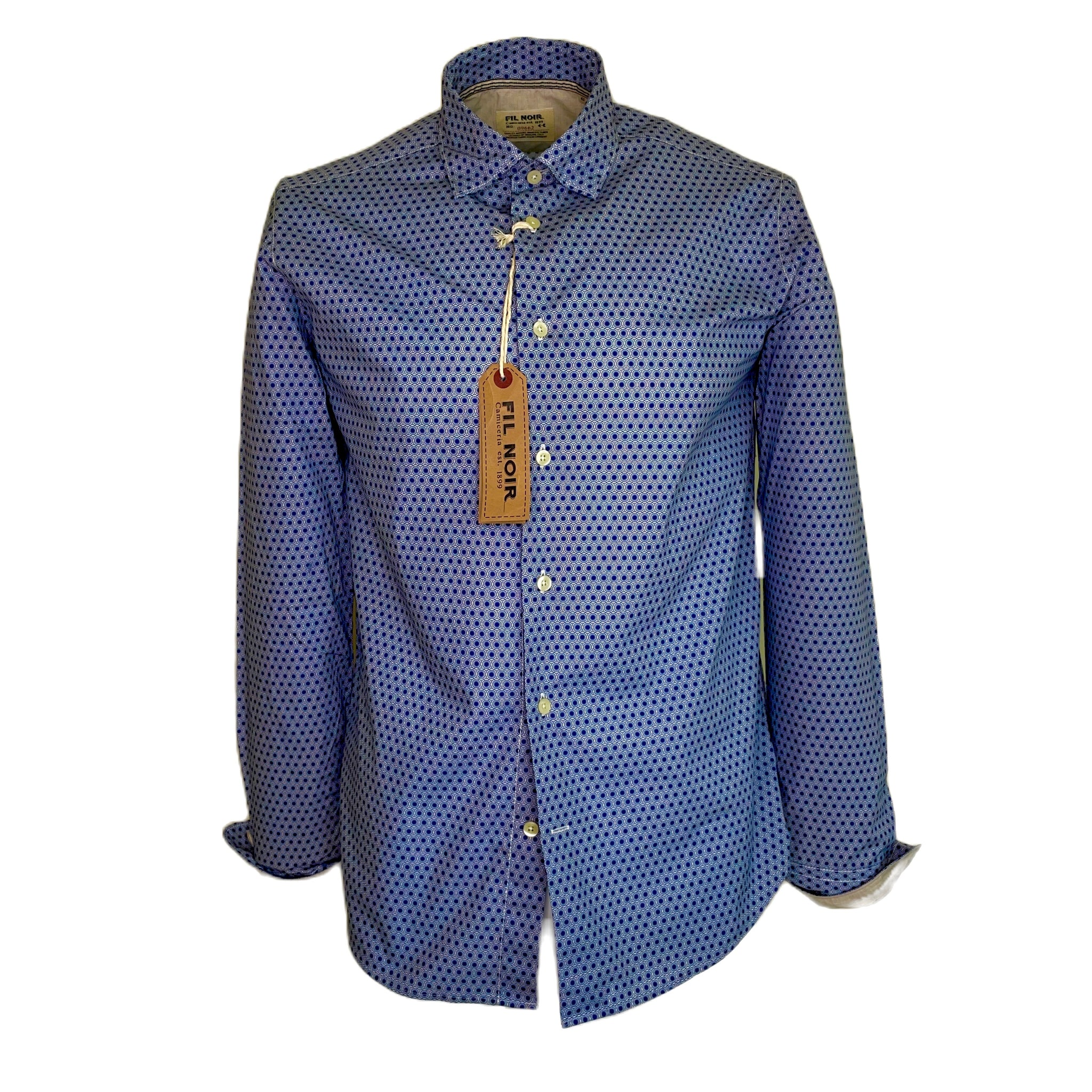 Fil Noir Blue Geometric Long Sleeve Shirt (51 883 67) - PendulumMensWear