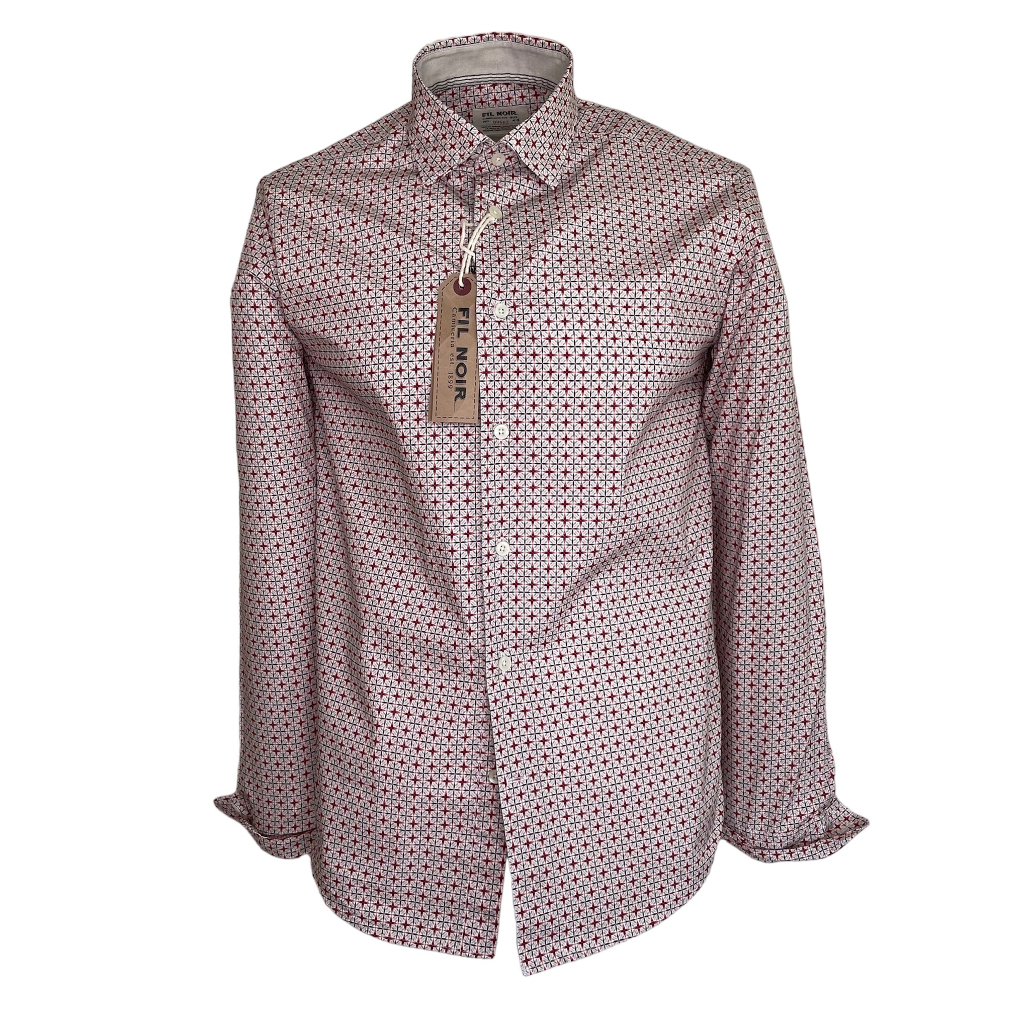 Fil Noir Red & Khaki Star Print Long Sleeve Shirt (51 889 48) - PendulumMensWear