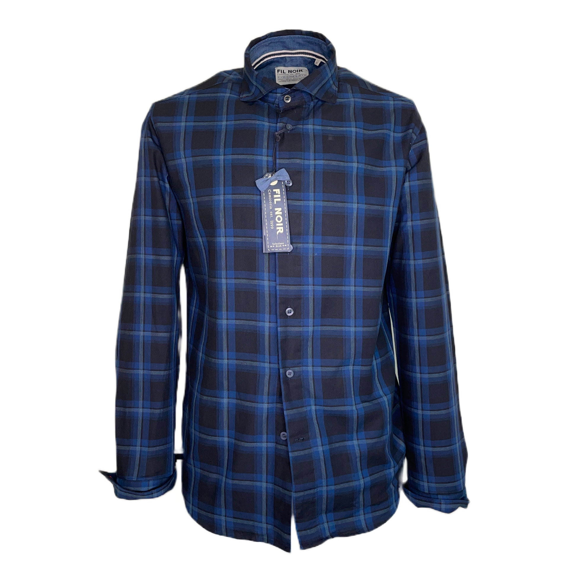 Fil Noir Blue Check Long Sleeve Shirt (51766 67)