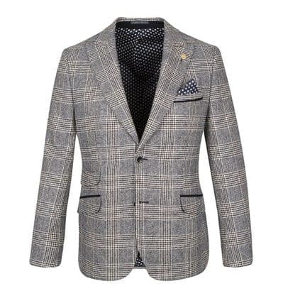 Guide London Navy & Grey Prince of Wales Check Jacket (JK3404)