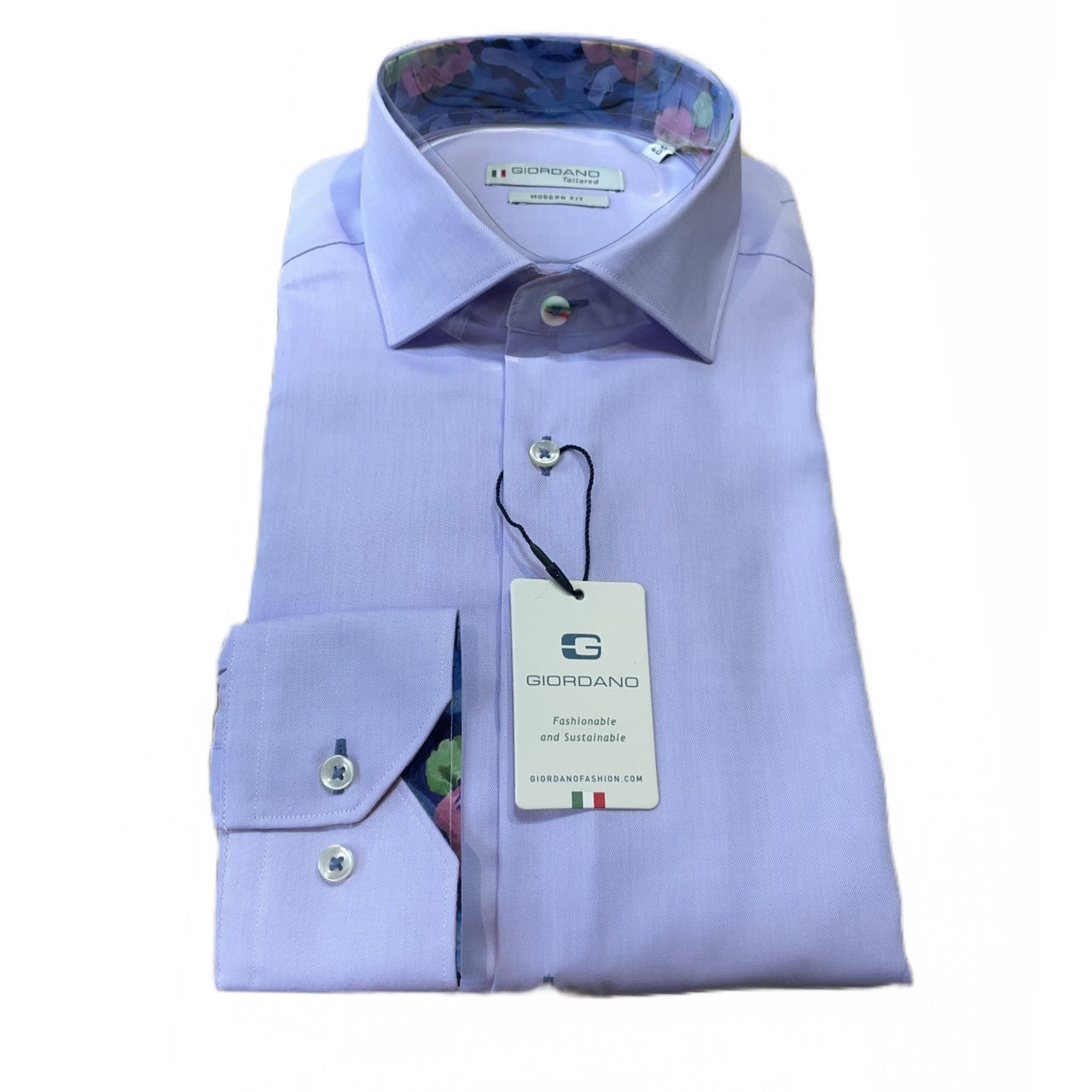 Giordano Lilac Liberty Print Trim Long Sleeve Shirt (317887 41) - PendulumMensWear
